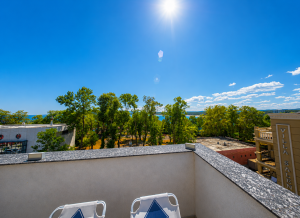 View of the town from the rooftop terrace