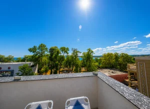 View of the town from the rooftop terrace